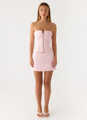 All My Ladies Strapless Corset Top - Petal Pink