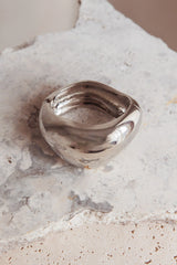Summerland Chunky Irregular Bangle Dark Silver