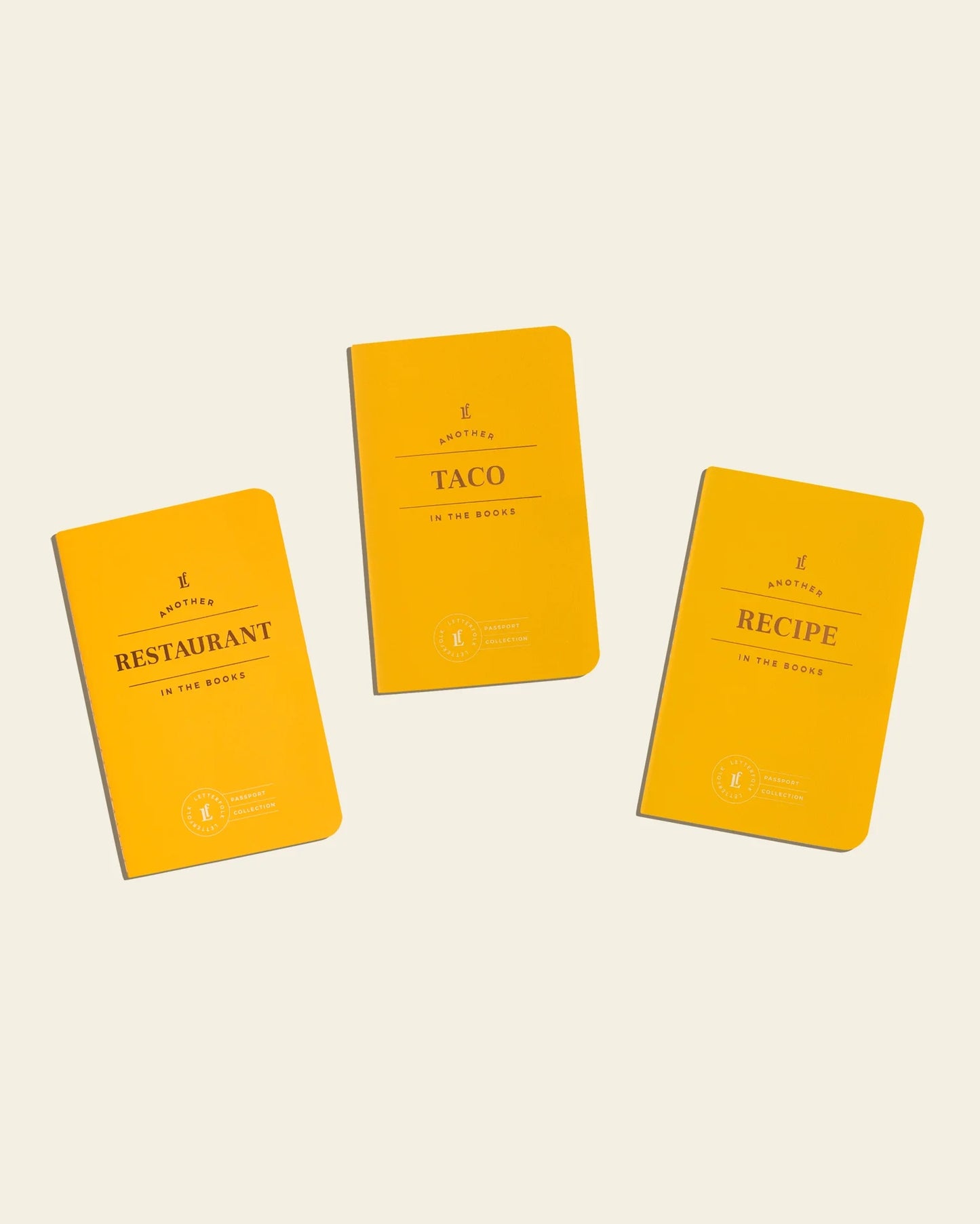 Letterfolk Passport Collection Trio: Restaurant, Taco, Recipe