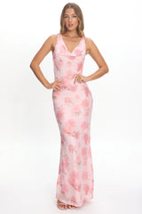 Callora Criss-Cross Back Maxi Dress Floral Pink