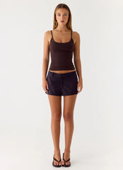 Delong Low Rise Linen Shorts - Black