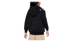 Air Club Fleece Girls' Oversized Full-Zip Hoodie GS "Black / White" FD2960 010