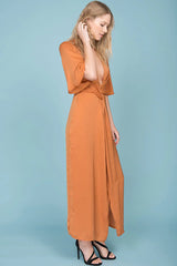 Cleo High Slit Maxi Dress Tan