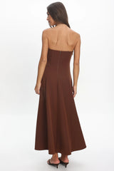Infiniti Scalloped Sweethear Neckline Midi Dress Chocolate