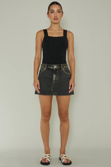 High Time Square Neckline Leotard Black
