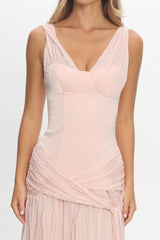 Keia Crepe Chiffon One-Shoulder Maxi Dress Light Pink