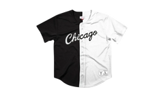 NBA Split Color Mesh Button Front Shirt "Chicago Bulls - Black" BA88XJ CBU K HEX