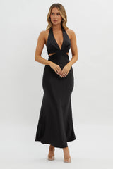 Of Your Dreams Cut-Out Halter Dress Black