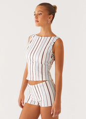 Sun's Out Tank Top - Blue Stripe