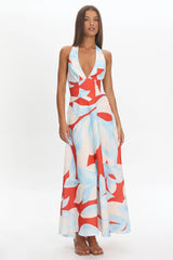 Riga Halterneck Maxi Dress Blue Multi