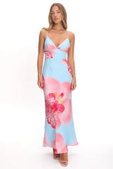 Floating Strappy Low Back Maxi Dress Orchid Blue
