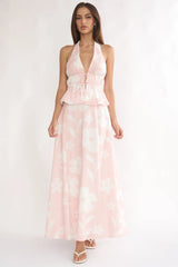 Under The Moons A-Line Maxi Skirt Floral