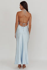 Sweetest Sundays Halterneck Open Back Dress Soft Blue