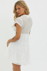 Azura Scalloped Lace Mini Dress White
