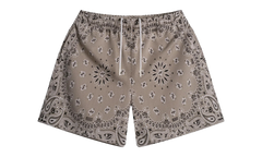Screenprinted Paisley Two-Tone Shorts "Khaki" BS106