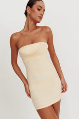 Mars Draped Strapless Mini Dress Cream