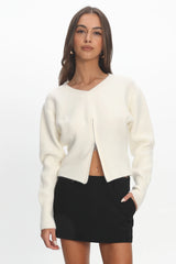 Karisa Zipper Hem Knit Top Cream