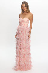 Marisyn Tiered Frill Maxi Dress Floral Blush