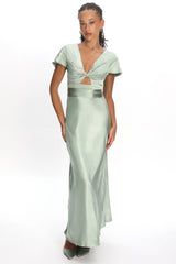 Irena Twist Bust Short Sleeve Dress Sage