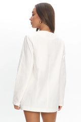 Vikki Round Neck Structured Top Cream