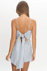 Helsinki Lace Trimmed Romper Stripe Blue