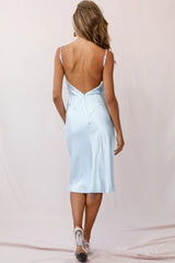 Double Take Draped Bust Midi Dress Steel Blue