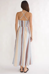 Second Glance Olga Criss-Cross Back Maxi Dress Stripe