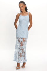 Elowna Embellished Maxi Dress Light Blue