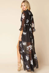 Laila Sexy Summer Maxi Dress Black Floral