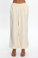 Norina Shirred Waist Pants Cream