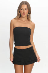LIONESS Double Ruffle Mini Skort Onyx