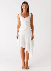 Clearwater Mist Midi Skirt - White