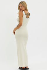 Karyssa Tied Bust Knit Maxi Dress Sand