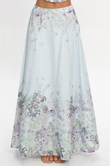 Sazkia Embroidered Maxi Skirt Blue