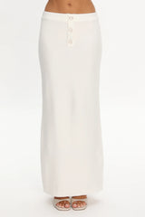 Autumn Breeze Knit Maxi Skirt Off White