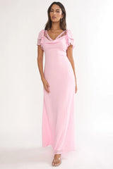 Elorin Lace Trim Maxi Dress Pink