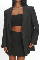 Serana Notch Lapel Oversized Blazer Black