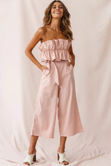 Thea Ruffle Crop Top Jumpsuit Blush