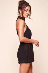 Shae Shimmery V Neck Romper Black