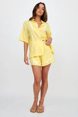 Jeni Embroidered Detail Shorts Yellow