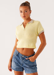 Walsh Knit Polo Top - Yellow