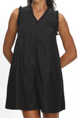Marava Frill Trim Baby Doll Mini Dress Black