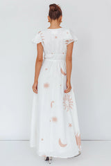 Carnivale Angel Sleeve Maxi Dress White/Beige