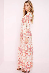 Avery Casual Maxi Dress Red Print