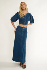 Kaelis Pocket Maxi Skirt Denim