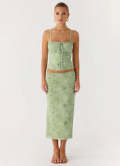 Bahama Low Rise Midi Skirt - Blurred Lime