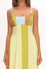 Nolan Princess Seam Maxi Dress Stripe Green