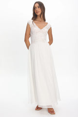 Korinna Lace Bodice Maxi Dress White