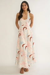 Florie Scoop Neck Halter Maxi Dress Floral