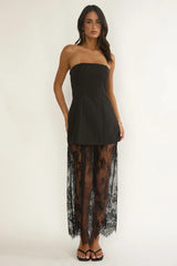 Talina Strapless Two-Piece Lace Skort Set Black